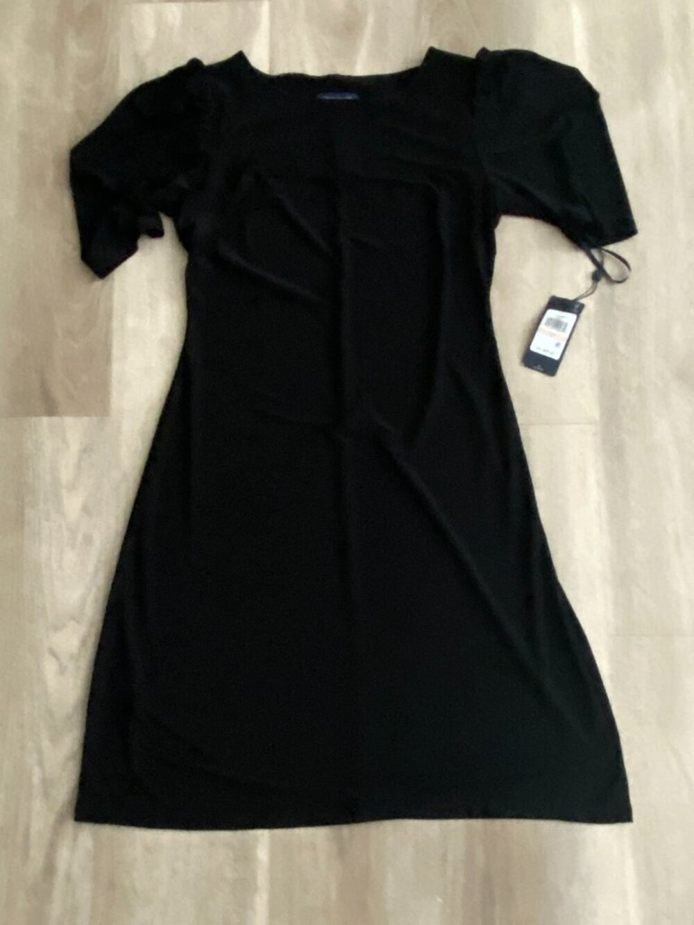 NWT Tommy Hilfiger Black Midi Dress Size 2 | Ruched Sleeve LBD | Cocktail Dress - Picture 3 of 8